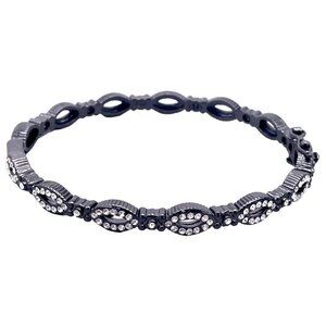 Marked CN Rhinestone Marquise Cut Linked Bangle Bracelet